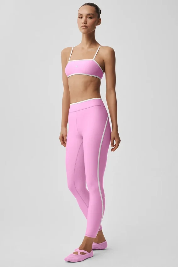 High-Waist Airlift Legging 7/8 - Rose « Candy Heart »/Blanc