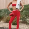 High-Waist Airlift Legging 7/8 - Rouge vif/Blanc