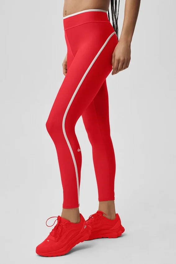 High-Waist Airlift Legging 7/8 - Rouge vif/Blanc