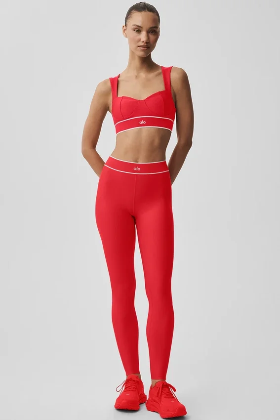 High-Waist Airlift Legging - Rouge vif/Blanc