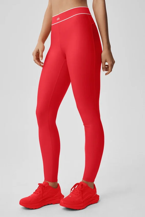 High-Waist Airlift Legging - Rouge vif/Blanc