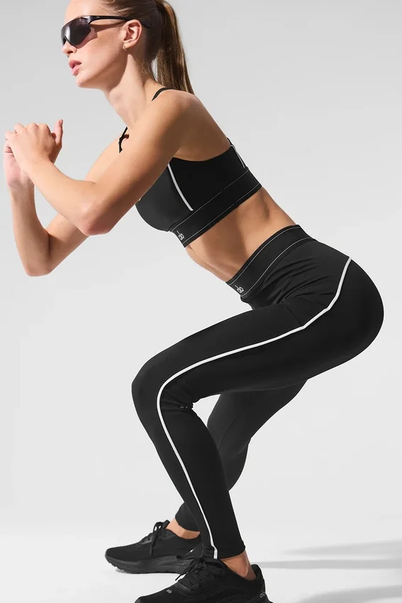 High-Waist Airlift Legging Suit Up - Noir/Blanc