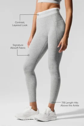 High-Waist Alosoft 7/8 « Better Together » – Gris chiné athlétique