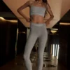 High-Waist Alosoft 7/8 Relay Legging - Gris chiné athlétique/Blanc
