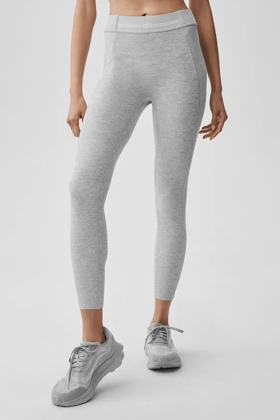 High-Waist Alosoft 7/8 Relay Legging - Gris chiné athlétique/Blanc