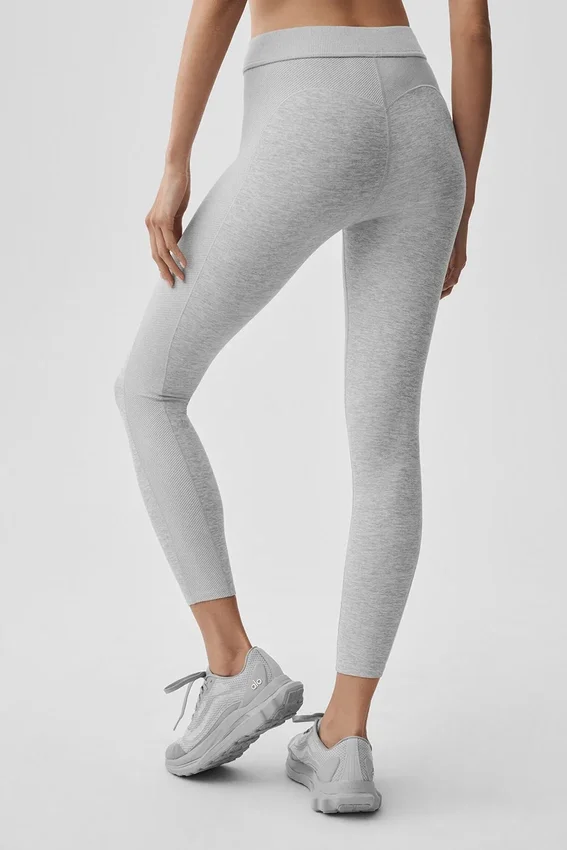 High-Waist Alosoft 7/8 Relay Legging - Gris chiné athlétique/Blanc
