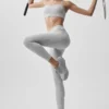 High-Waist Alosoft 7/8 Relay Legging - Gris chiné athlétique/Blanc