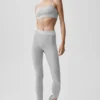 High-Waist Alosoft 7/8 Relay Legging - Gris chiné athlétique/Blanc