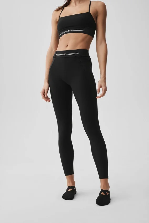 High-Waist Alosoft 7/8 Relay Legging - Noir/Blanc