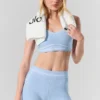 High-Waist Alosoft « Heart Throb » 4” - Bleu coquillage chiné/Blanc