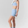 High-Waist Alosoft « Heart Throb » 4” - Bleu coquillage chiné/Blanc