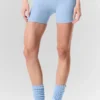 High-Waist Alosoft « Heart Throb » 4” - Bleu coquillage chiné/Blanc