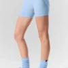 High-Waist Alosoft « Heart Throb » 4” - Bleu coquillage chiné/Blanc
