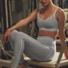High-Waist Alosoft « Heart Throb » - Gris chiné athlétique/Blanc
