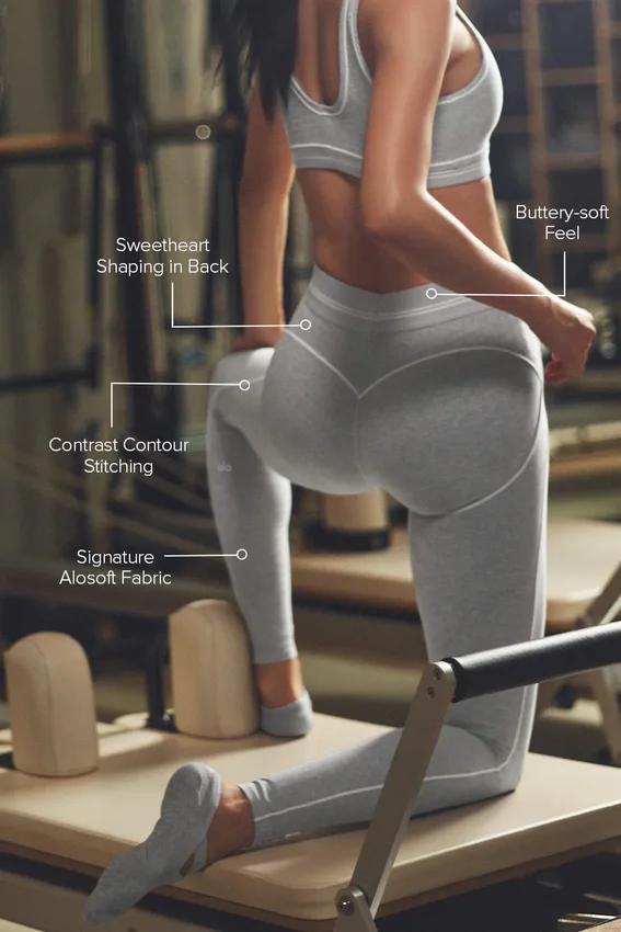 High-Waist Alosoft « Heart Throb » - Gris chiné athlétique/Blanc