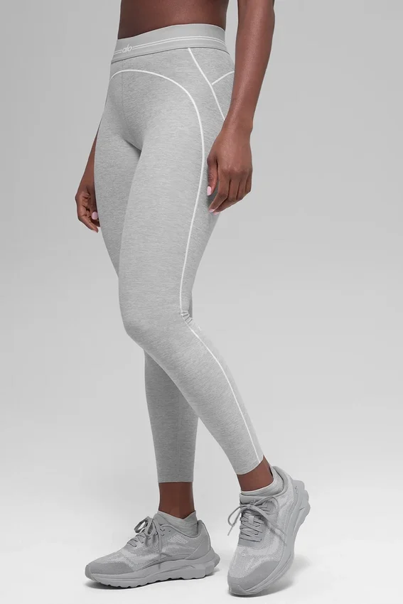 High-Waist Alosoft Heart Throb Legging - Gris chiné athlétique/Blanc
