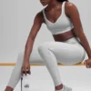 High-Waist Alosoft Heart Throb Legging - Gris chiné athlétique/Blanc