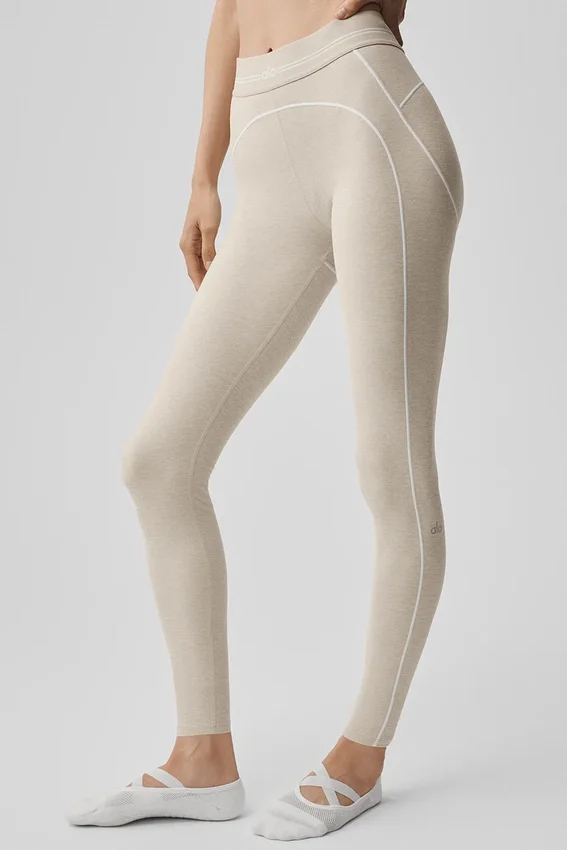 High-Waist Alosoft Heart Throb Legging – Gris chiné avoine/Blanc