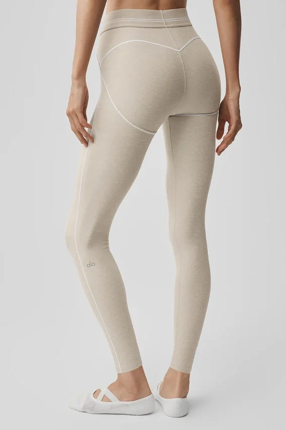 High-Waist Alosoft Heart Throb Legging – Gris chiné avoine/Blanc
