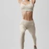 High-Waist Alosoft Heart Throb Legging – Gris chiné avoine/Blanc