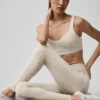 High-Waist Alosoft Heart Throb Legging – Gris chiné avoine/Blanc