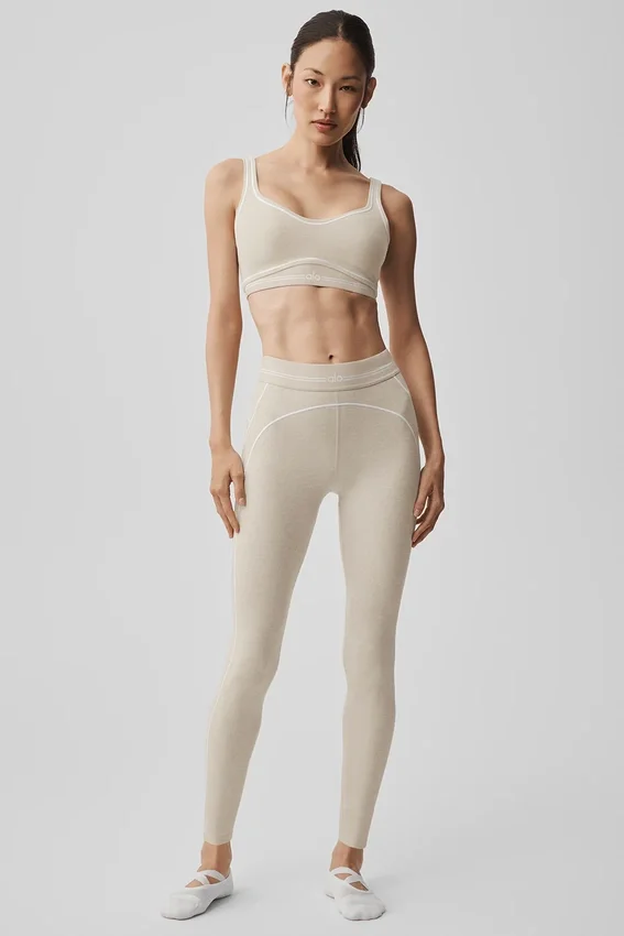 High-Waist Alosoft Heart Throb Legging – Gris chiné avoine/Blanc