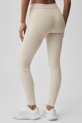 High-Waist Alosoft Heart Throb Legging – Gris chiné/Blanc