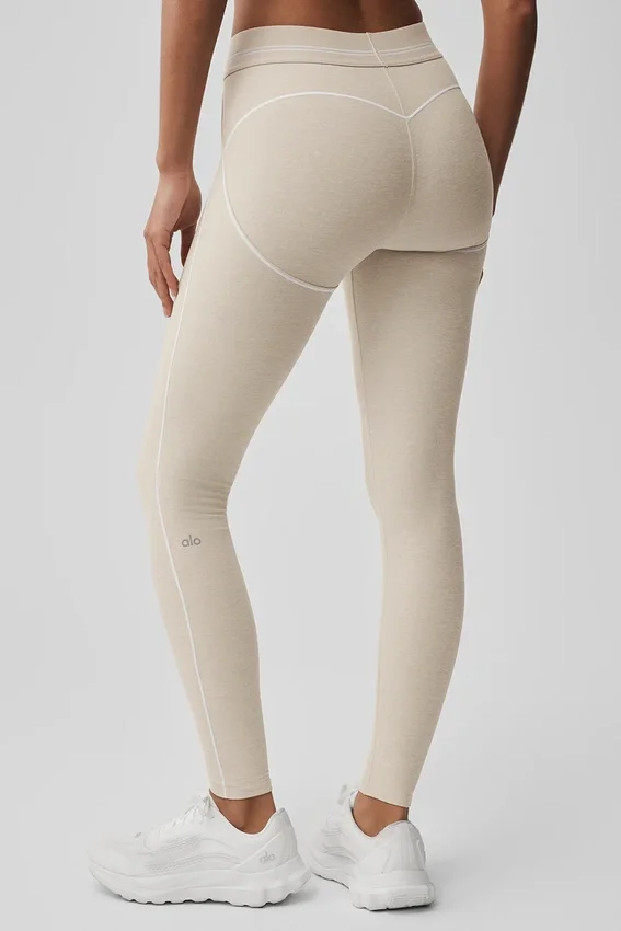 High-Waist Alosoft Heart Throb Legging - Gris chiné/Blanc