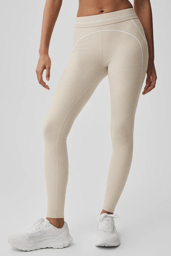 High-Waist Alosoft Heart Throb Legging - Gris chiné/Blanc