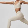 High-Waist Alosoft Heart Throb Legging - Gris chiné/Blanc