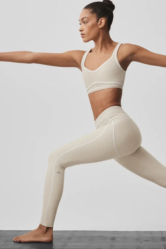 High-Waist Alosoft Heart Throb Legging - Gris chiné/Blanc