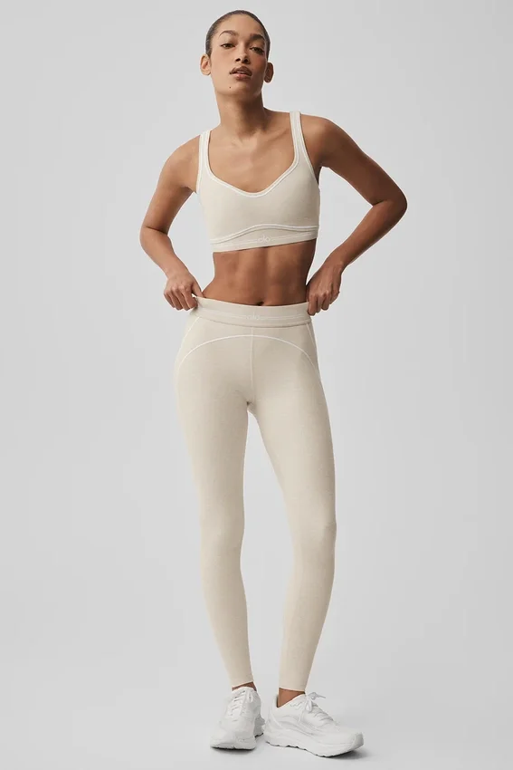 High-Waist Alosoft Heart Throb Legging - Gris chiné/Blanc