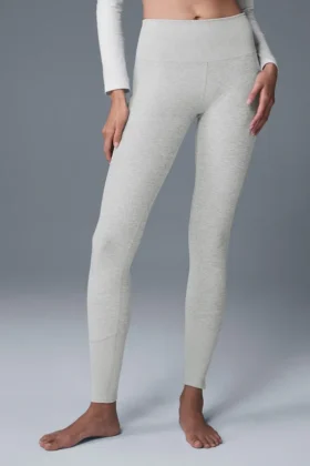 High-Waist Alosoft Lounge Legging – Gris chiné athlétique