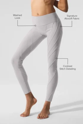 High-Waist Alosoft Sunray Legging – Gris ciel délavé