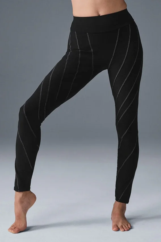 High-Waist Alosoft Sunray Legging - Noir/Blanc