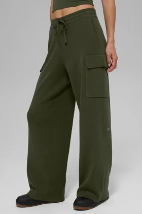 High-Waist Cargo Pant en maille Scholar - Vert olive