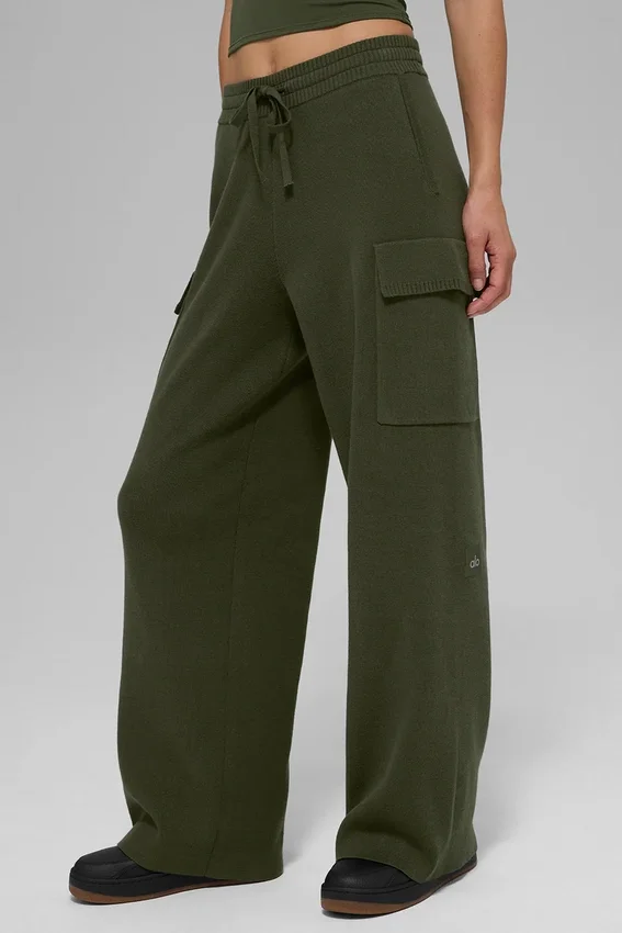 High-Waist Cargo Pant en maille Scholar - Vert olive