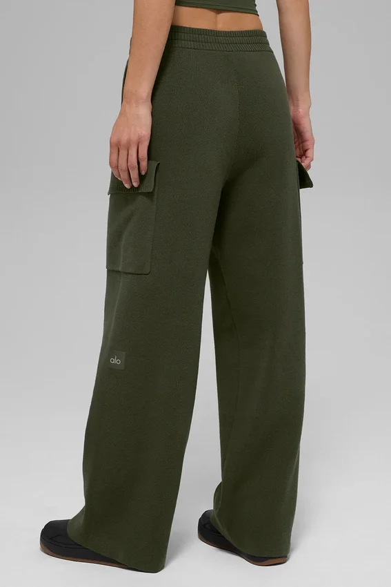 High-Waist Cargo Pant en maille Scholar - Vert olive