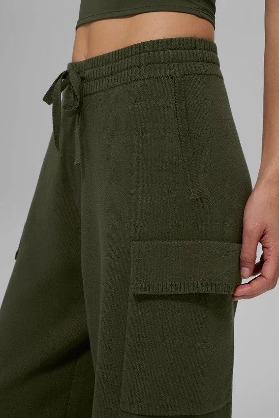 High-Waist Cargo Pant en maille Scholar - Vert olive