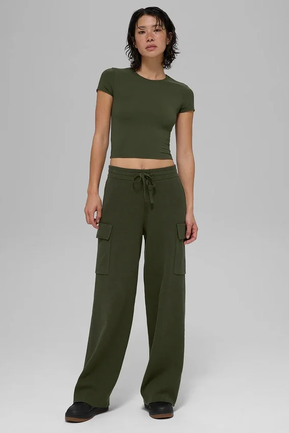 High-Waist Cargo Pant en maille Scholar - Vert olive