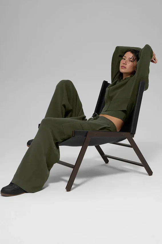 High-Waist Cargo Pant en maille Scholar - Vert olive