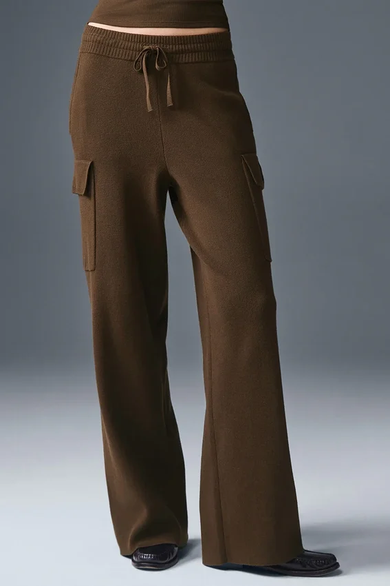 High-Waist Cargo Pant Scholar Knit - Espresso