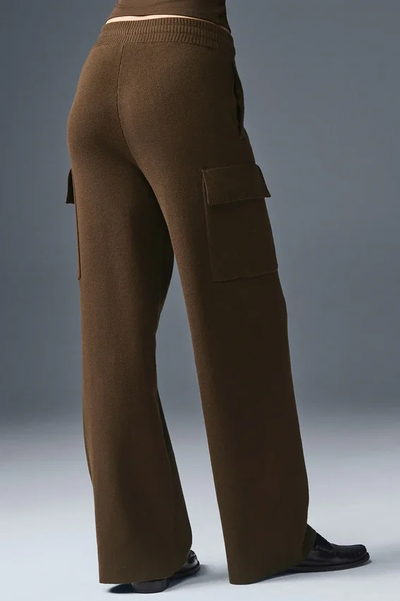 High-Waist Cargo Pant Scholar Knit - Espresso