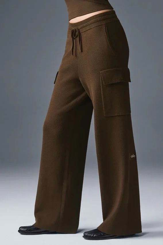 High-Waist Cargo Pant Scholar Knit - Espresso