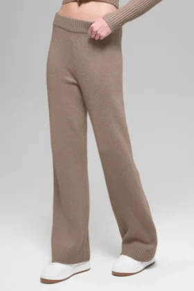 High-Waist Cashmere New Class Wide Leg Pant – Chai Latte