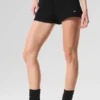 High-Waist Cashmere Plush Waffle Short - Noir
