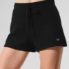 High-Waist Cashmere Plush Waffle Short - Noir