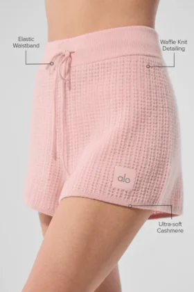 High-Waist Cashmere Plush Waffle Short – Rose quartz