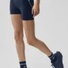 High-Waist Heart Throb Short Airbrush 4" - Bleu marine/Blanc