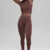 High-Waist Legging sans coutures et côtes bicolores – Brownstone Heather